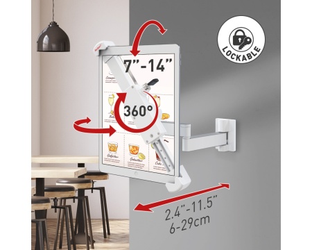 Anti-theft full motion tablet wall mount BARKAN T72VL